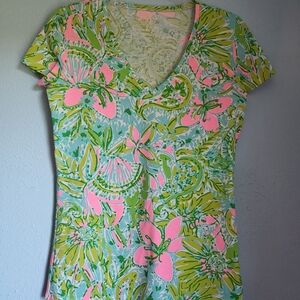Lilly Pulitzer V neck floral top